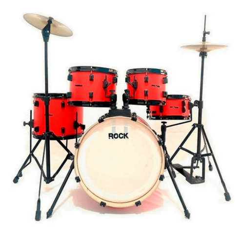 Bateria Rmv Rock Series Vermelha Com Bumbo 20¨ Completa