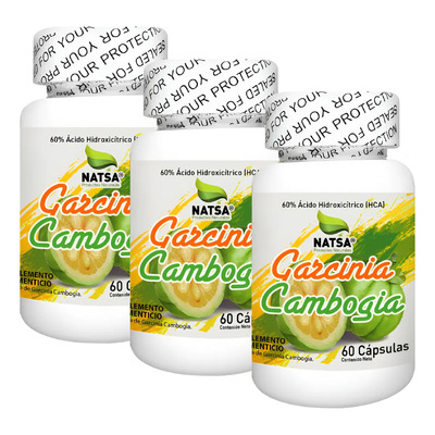 Garcinia Cambogia 60% Hca 3 Frascos 60 Caps Cu, Premium Sabor Natural | Envío gratis