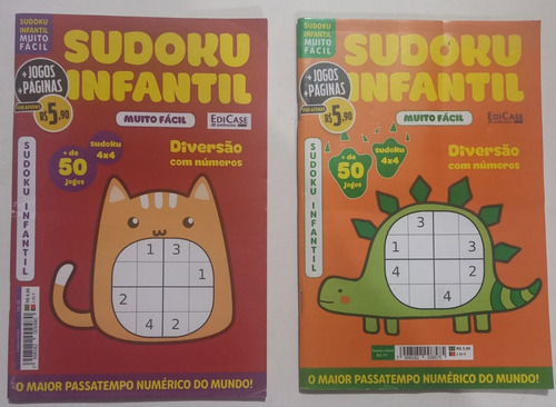 Kit 2 Livros Sudoku P/ Crianças Passatempo Infantil Sudoku Jogos Sudoku Para Crianças