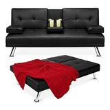 Sofa Cama Convertible Moderno Tapizado En Piel Sintetica Par