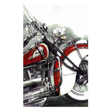 Vinilo 30x45cm Vehiculo Motocicleta Ilustracion Choper