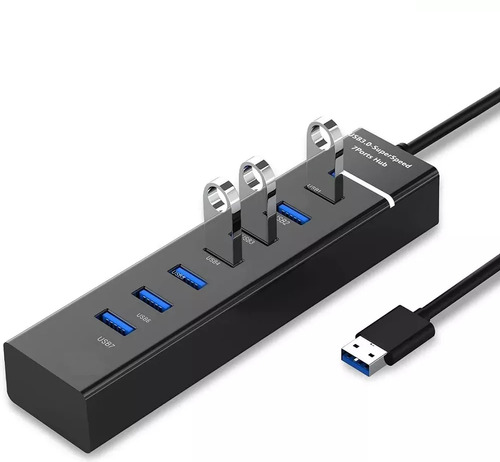 Hub Multipuerto Usb 3.0 De 7 Puertos Alta Velocidad 5gbps Multiplicador 7 Puertos Usb 3.0 Indicador Led