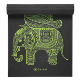 Tapete Yoga Gaiam Premium Mat Pvc Impreso 6mm Color Gris/verde