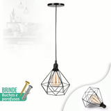 Pendente Diamante Preto Moderno Lustre Luminária Teto Balcão