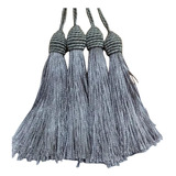 Pingente Franja Tassel Com Tulipa - Cinza Kit Com 10 Unid