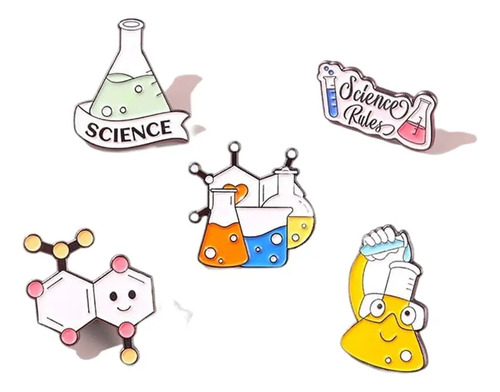 Set De 5 Pines Broches De Ciencia Con Broche Metálico