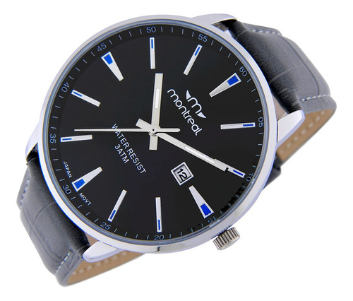 Reloj Montreal Mu707 Hombre Sumergible 30mts Cuero Sintetico