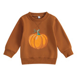 Sudadera Para Niños, Manga Larga, Cuello Redondo, Calabaza