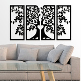 Quadro Decorativo Árvore Da Vida Tema Família 4 Peças 