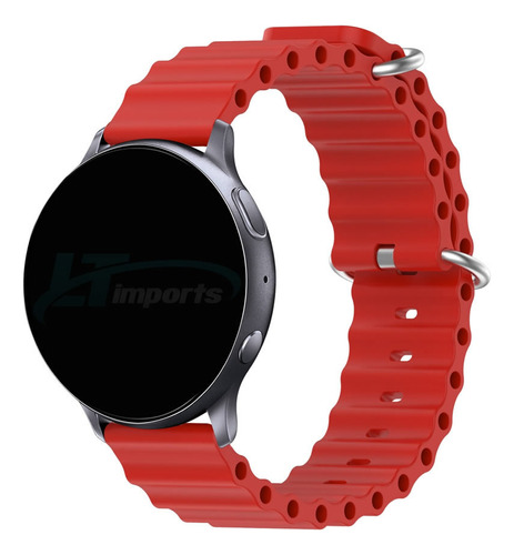 Pulseira 20mm Ondas Compativel Com Amazfit Bip, Bip 2, Bip 3 Cor Vermelho