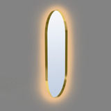 Espelho Oval Corpo Inteiro Moldura Metal 170x70 Com Led 