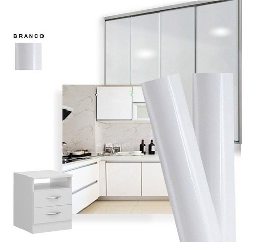 Adesivo Vinil Envelopamento Branco Efeito Laca Vidro 5m X 1m Cor Branco Laca