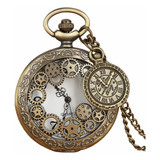 Reloj De Bolsillo Elegante Con Engranajes Bronce