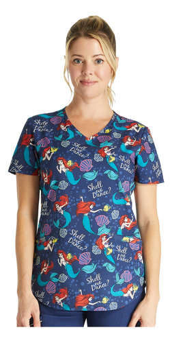 Polera Clínica Mujer Disney Tf737 Sirenita Tooniforms