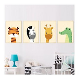 Set X4 Cuadros Infantiles Nórdicos Animales 20x30 Completos!