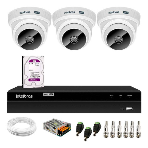 Kit 3 Câmeras Segurança Vhc 1120 D 1mp 720p Dvr 1204 2tb Wd