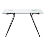 Mesa Vidrio Templado Rectangular Comedor Patas Cromadas