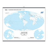 Mapa Planisferio Proyección Aitoff - Varillado - 90x70cm