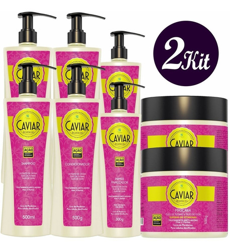  2 Kit Antienvelhecimento Hábito Cosméticos Caviar Atacado