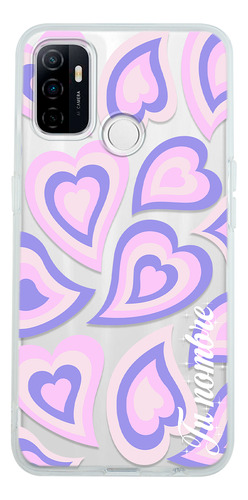 Funda Para Oppo Para Mujer Corazones Morados Con Nombre