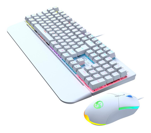 Kit De Teclado Mouse Mecânico Abnt2 Gamer Switch Blue Bk-03