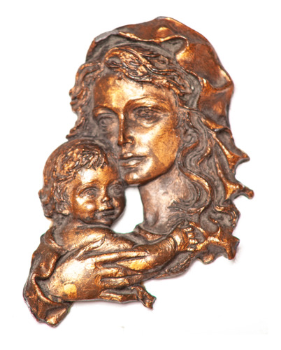  Antiguo Bronce En Relieve Virgen María Decorativo Italiano