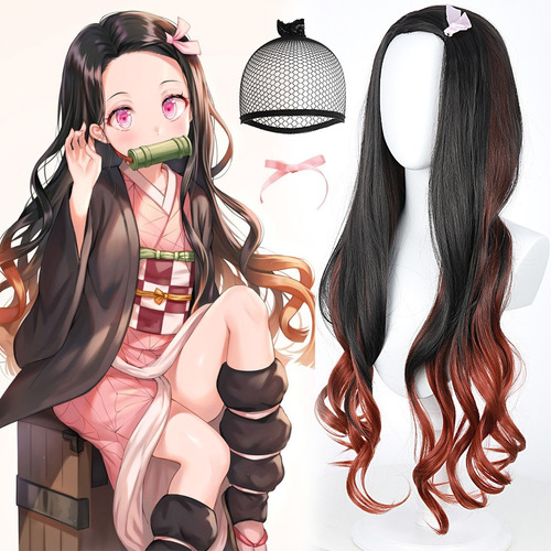 Peluca De Cosplay Kamado Nezuko Para Cazadora De Demonios