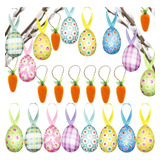 Pack 30 Adornos Pascua 24 Huevos De Cuadros 6 Zanahorias Dec