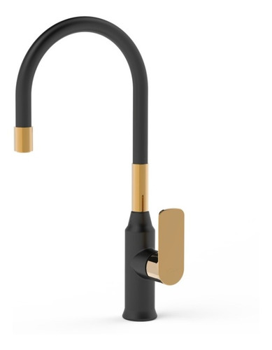 Grifo Cocina Monocomando Flexible Vasser Agatha Black Gold