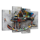Zlove Lienzo De Musica De Piano Vintage De 4 Paneles, Arte D