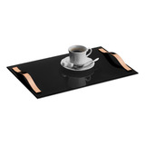 Bandeja Organizadora Vidro Aparador Decorativa 30x25 Preto