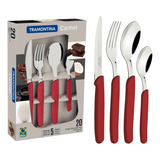 Juego Set Cubiertos Tramontina 20 Piezas Cocina Carmel Rojo