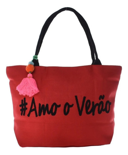 Bolsa Feminina Sacola Para Praia E Piscina Grande Reforçada Cor Vermelho