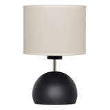 Velador Bocha Moderno Negro 1 Luz Pantalla Lino Living Kas