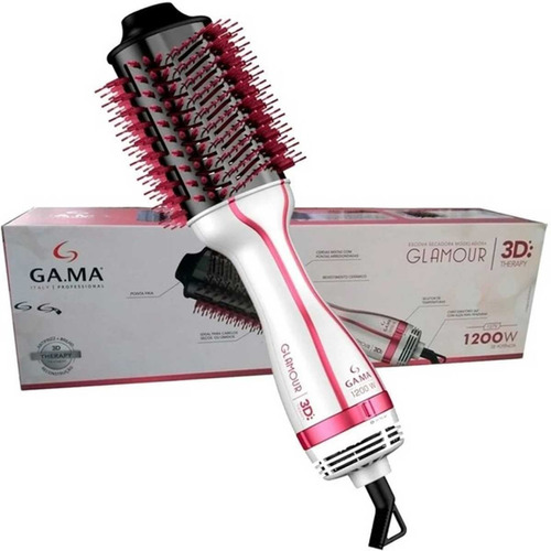 Escova Secadora Gama Glamour Pink Brush 3d 1200w Profissiona