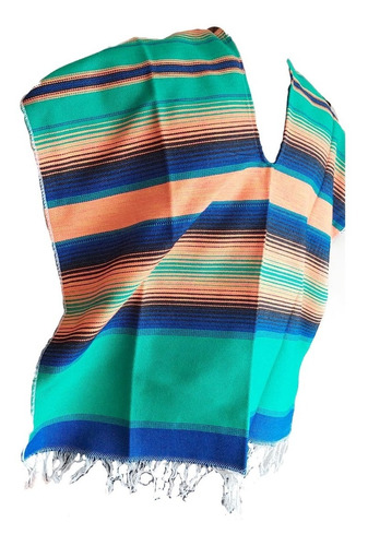 Poncho Ruana Con Flecos Tipo Sarape Mexicano Multicolor