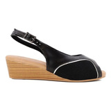 Sandalia Slingback Anabela P/ Joanetes Festas Ai3702 Usaflex