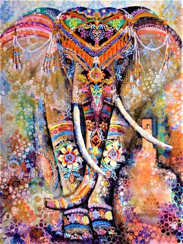 Bordado Pintura Diamante - 5d Diy Elefante Hindú 40x50