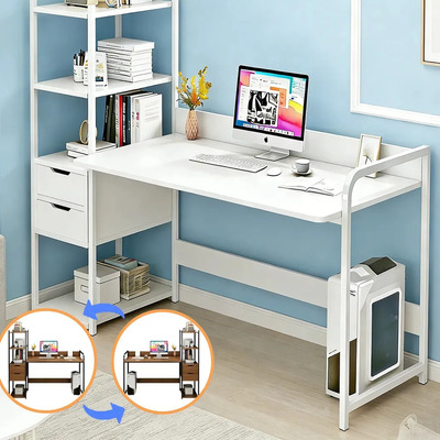 Turroy Escritorio De Oficina Modernos Minimalista Gamer Mesa Con 2 Cajones Y 4 Niveles De Repisas Adecuado Para El Hogar Y La Oficina 120cm*40cm*110cm | Meses sin interés