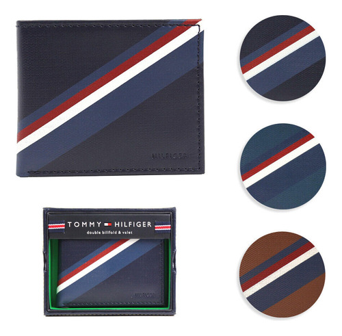 Billetera Tommy Hilfiger Cuero Para Hombre Rayada 