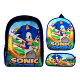 Bolsa Escolar Menino Infantil Sonic The Hedgehog Costas