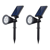 Farol Estaca Solar 4 Led De Jardin Panel Recargable X 2 Unid