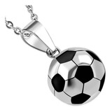 Collar De Plata 925 Y Cuero + Balon De Futbol Para Hombre
