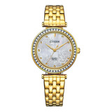 Reloj Citizen Quartz Analog Er021951d Mujer Color De La Malla Dorado Color Del Bisel Dorado Color Del Fondo Blanco