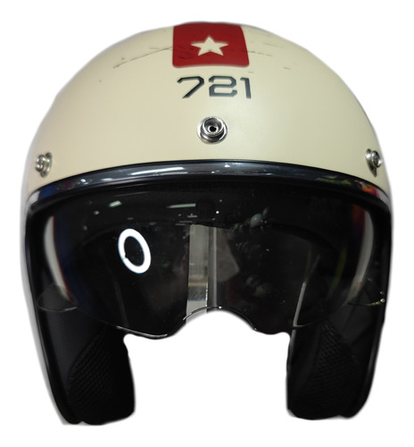 Casco Abierto Hawk 721 Street Rider Vainilla Rojo La Cuadra