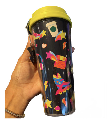 Starbucks: Vaso Retro Negro Con Charm De Rayo 2024