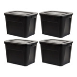 Set De 4 Contenedores Ecobox 80 Lts Negro Hogar Organizador