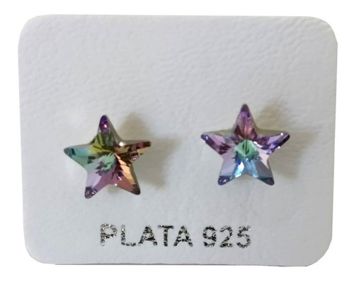 Aros Cristal De Plata 925 Chispa Estrella 10mm C