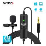 Microfone Lapela Synco Lav S8 Camera Gravadores Filmadoras Cor Preto