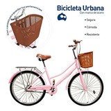 Bicicleta Urbana De Paseo R29 Doble Freno Vintage Canastilla Color Rosa